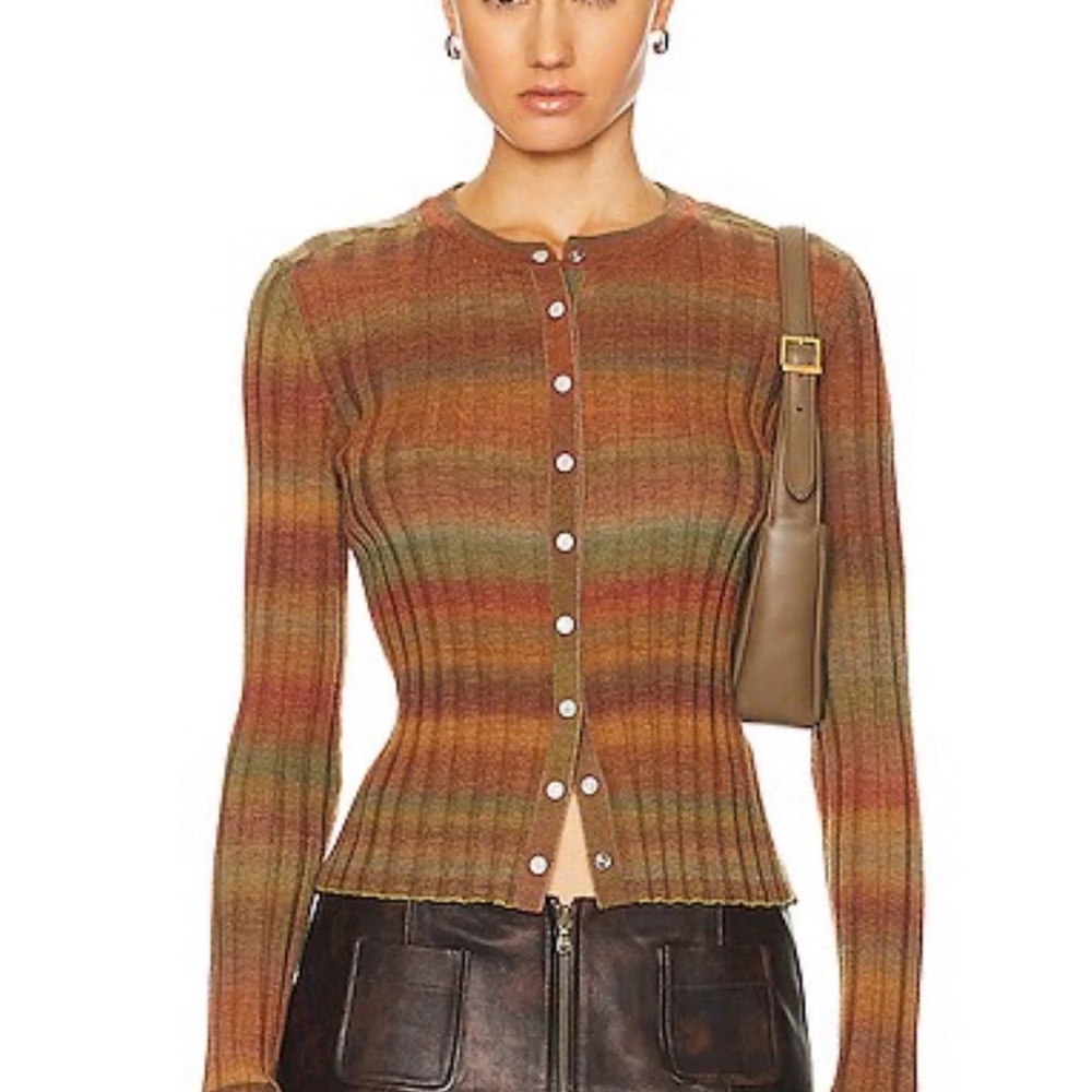 Re/Done Striped Ribbed Cardigan Sweater with snaps size:S NWT